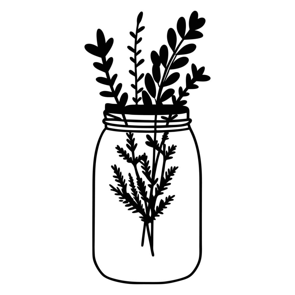 Beautiful Vintage Mason Jar with Canning Clipart Illustration vector