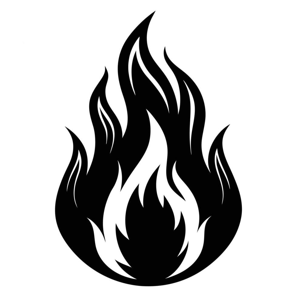 Powerful Fire Bonfire Design in Black and White vector