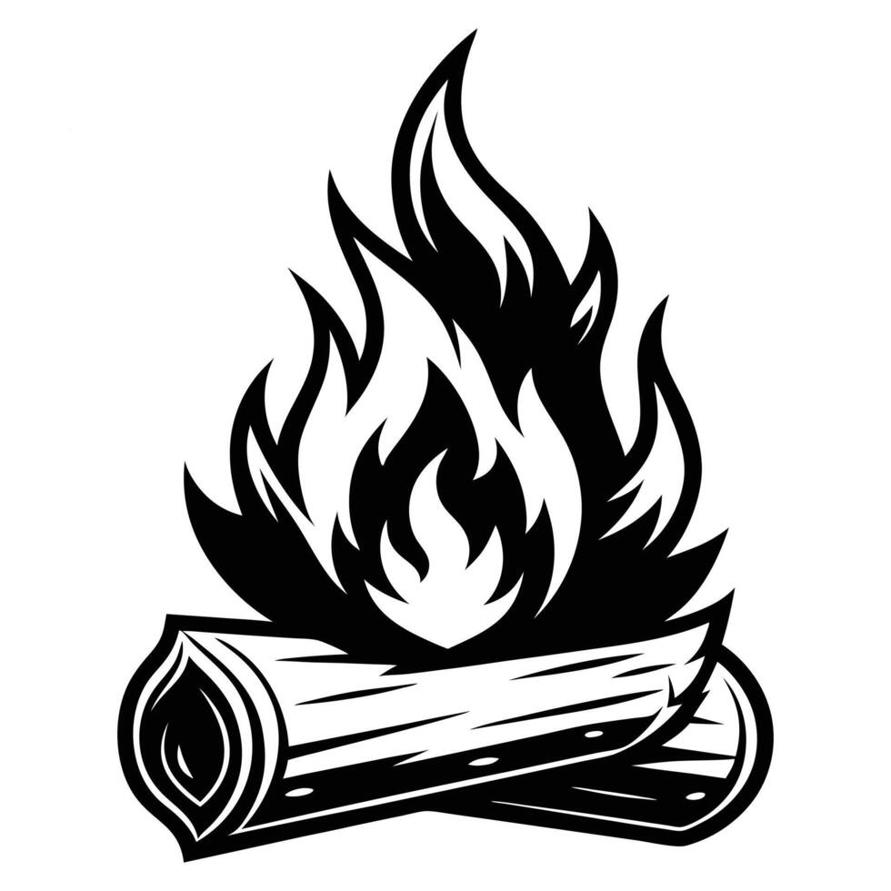 Fire Flame Design in Black and White Style vector