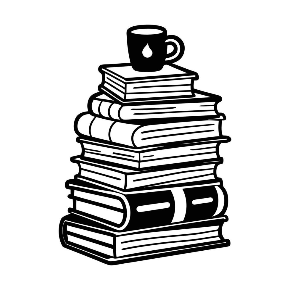 Book Reader with Coffee Clipart vector