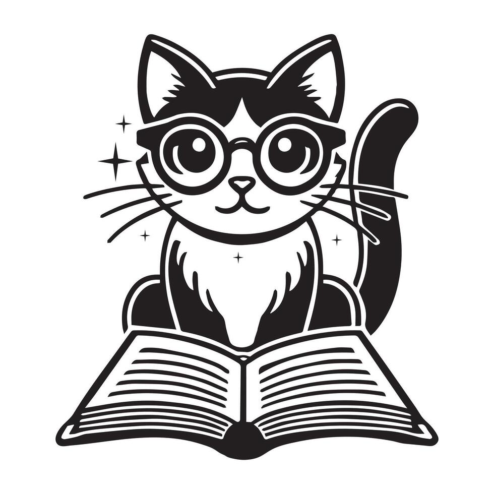 Book Reader with Kitten Clipart vector