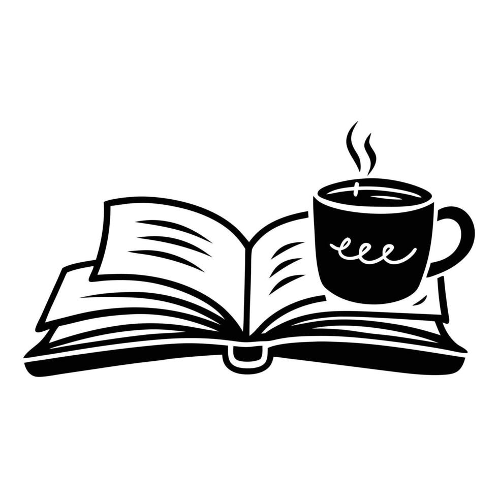 Book with Coffee Illustration Design vector