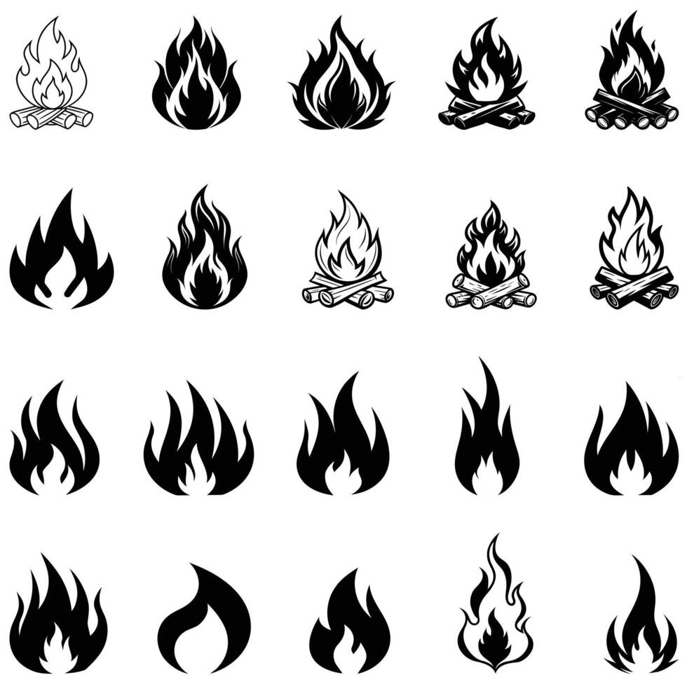 Fire Bonfire Illustration Set for Sublimation and Graphic Design vector