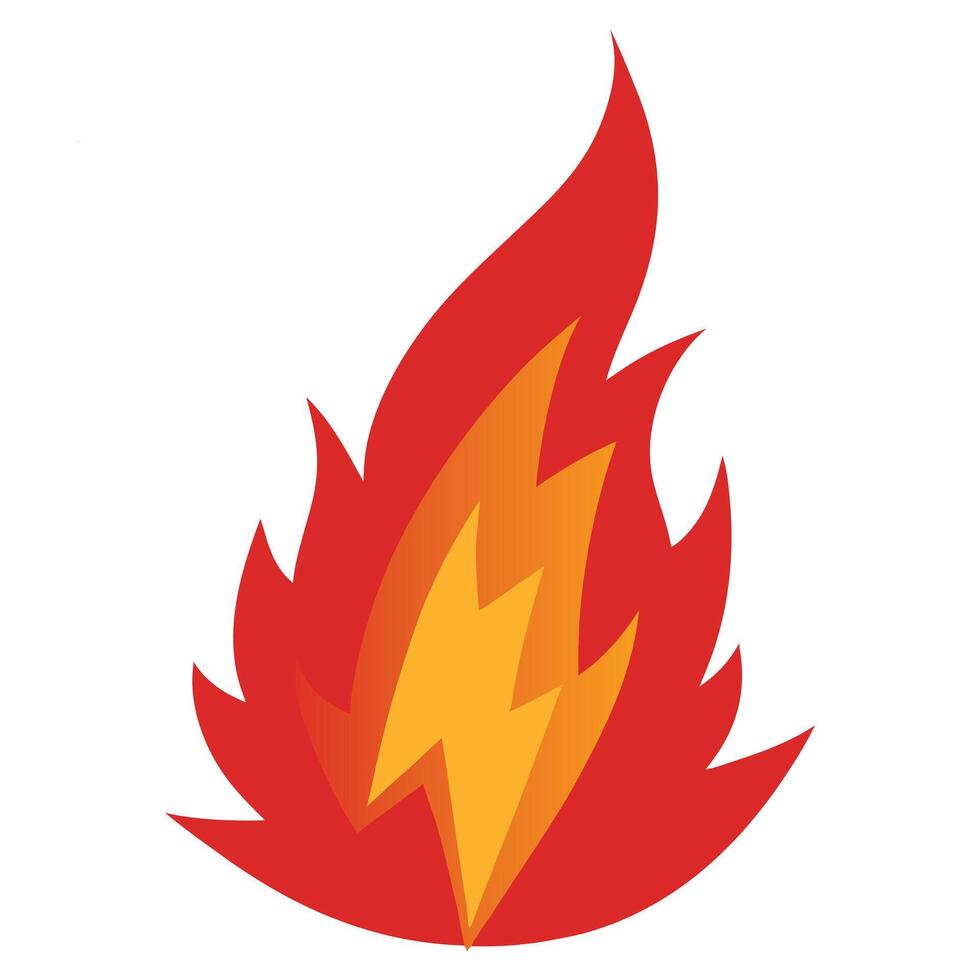 Red Fire Flame Isolated on White vector