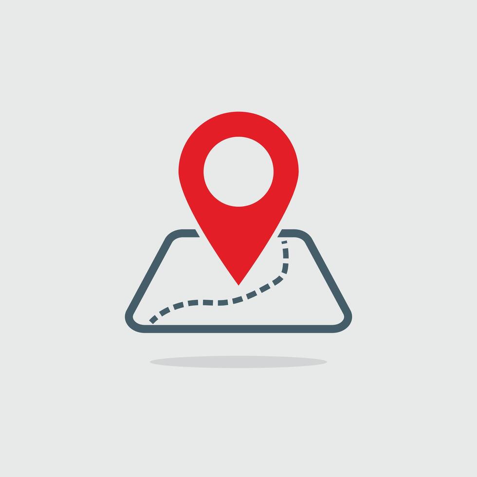 Map Illustration with Markers. Stroke Editable. EPS 10 vector