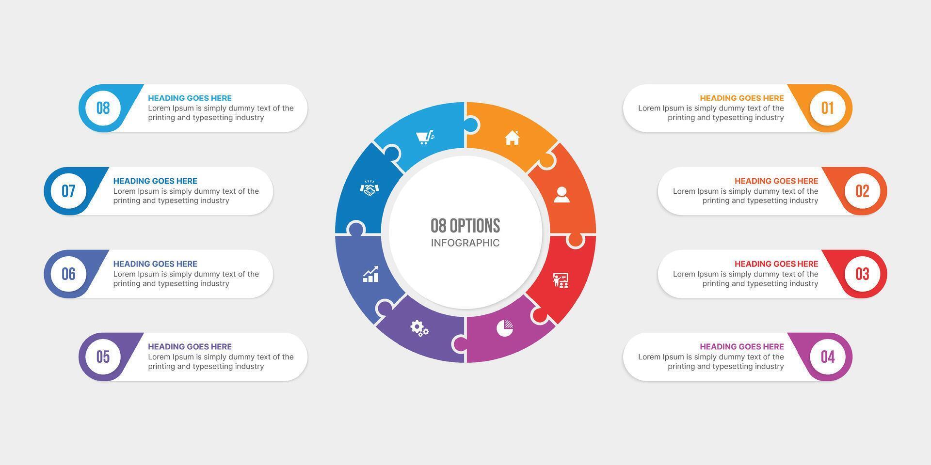 Circle Infographic Template Design With 8 Step, Process Workflow Diagram vector
