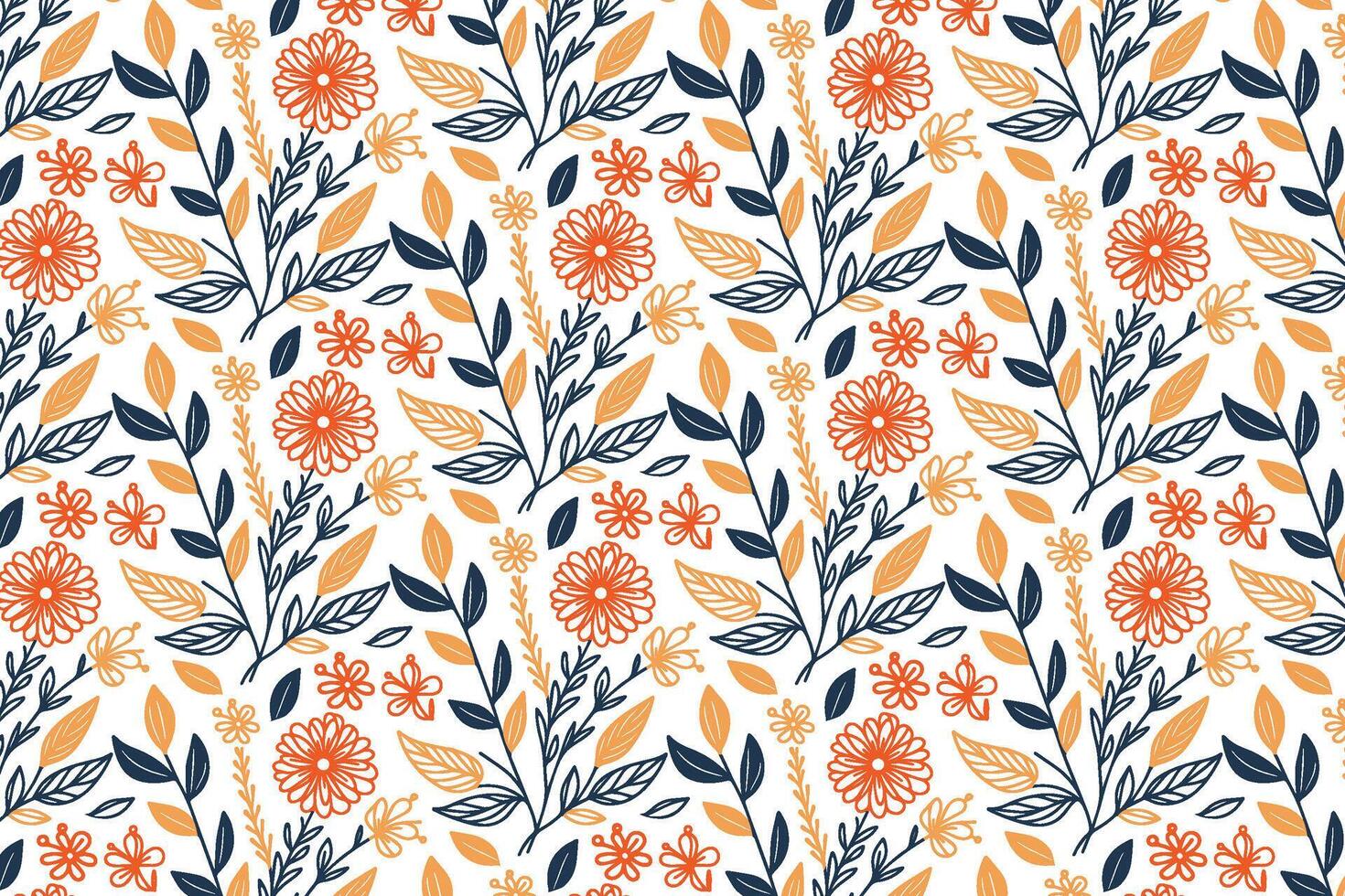 trendy seamless floral texture with delicate hand drawn flowers and stylish leaf elements for home textile and wrapping paper vector