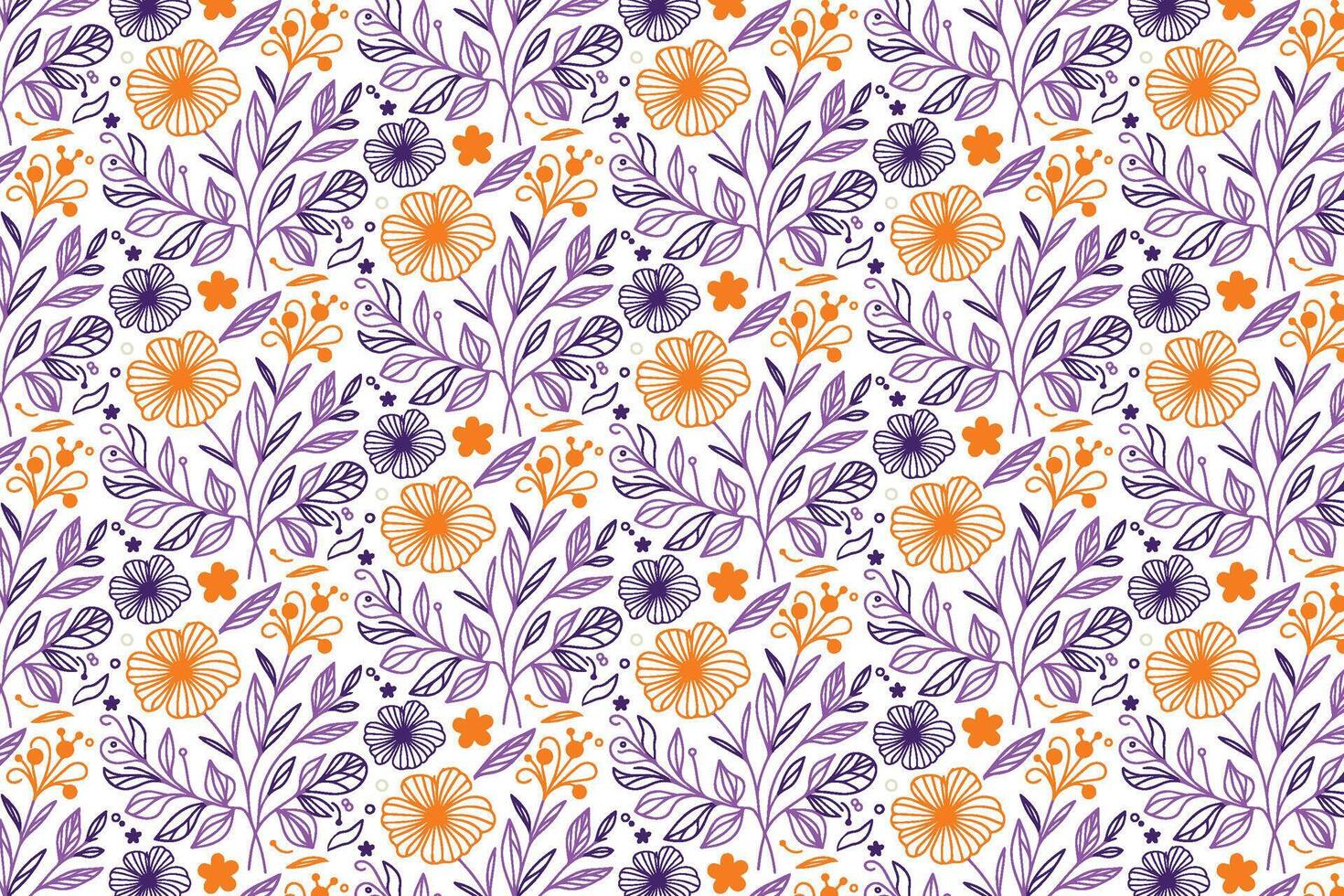 modern stylish floral pattern with continuous one line botanical flowers and elegant hand drawn leaf sketches for wrapping and wallpaper vector