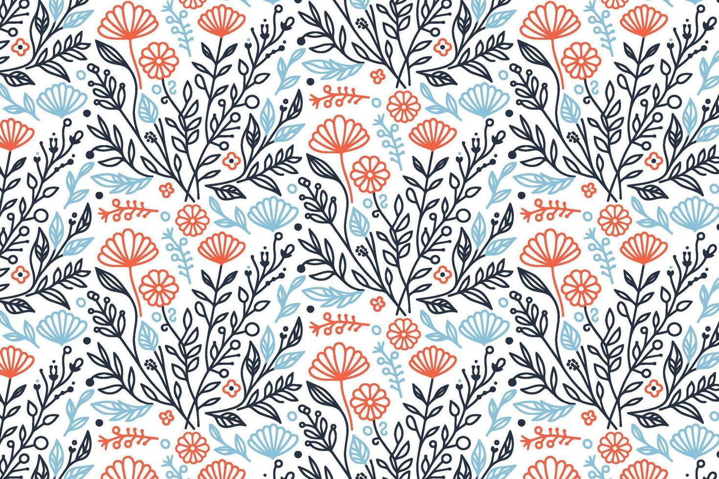 one line floral pattern with abstract flower and leaf details for seamless textile print packaging and stylish home decor vector