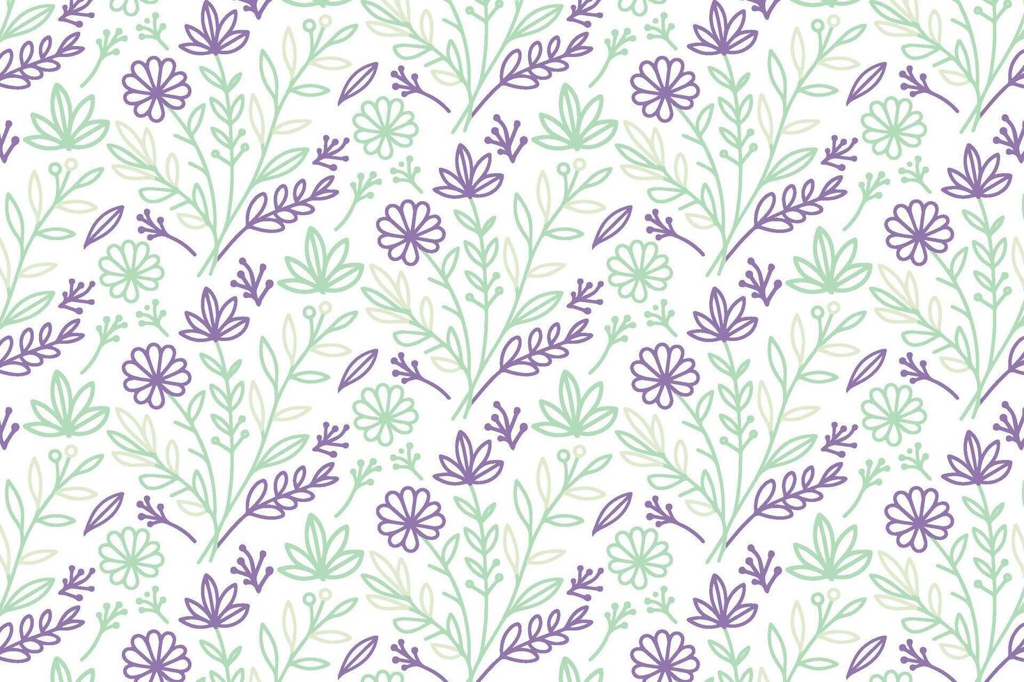 sophisticated one line floral pattern with abstract botanical leaves and stylish decorative flowers for home textile and fabric print vector