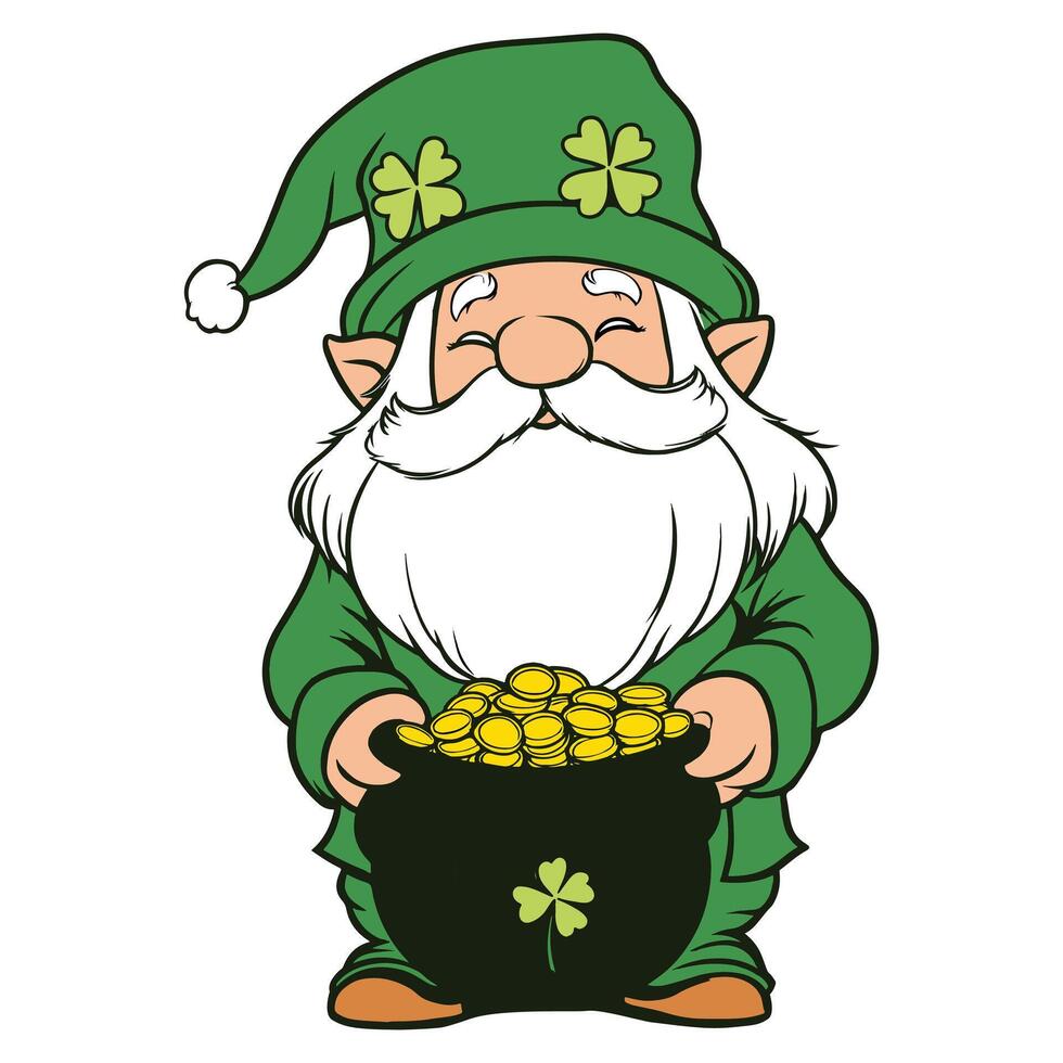 Gnome with Shamrock and Leprechaun Hat vector