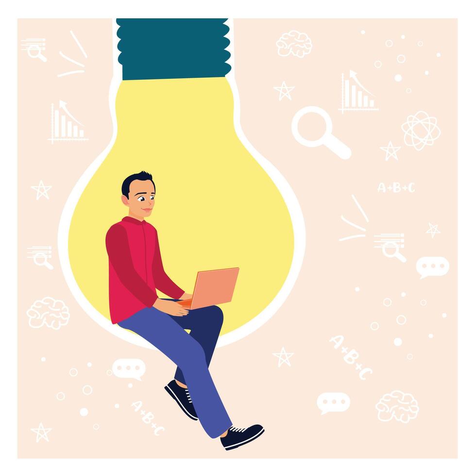 Online education, remote work concept. vector