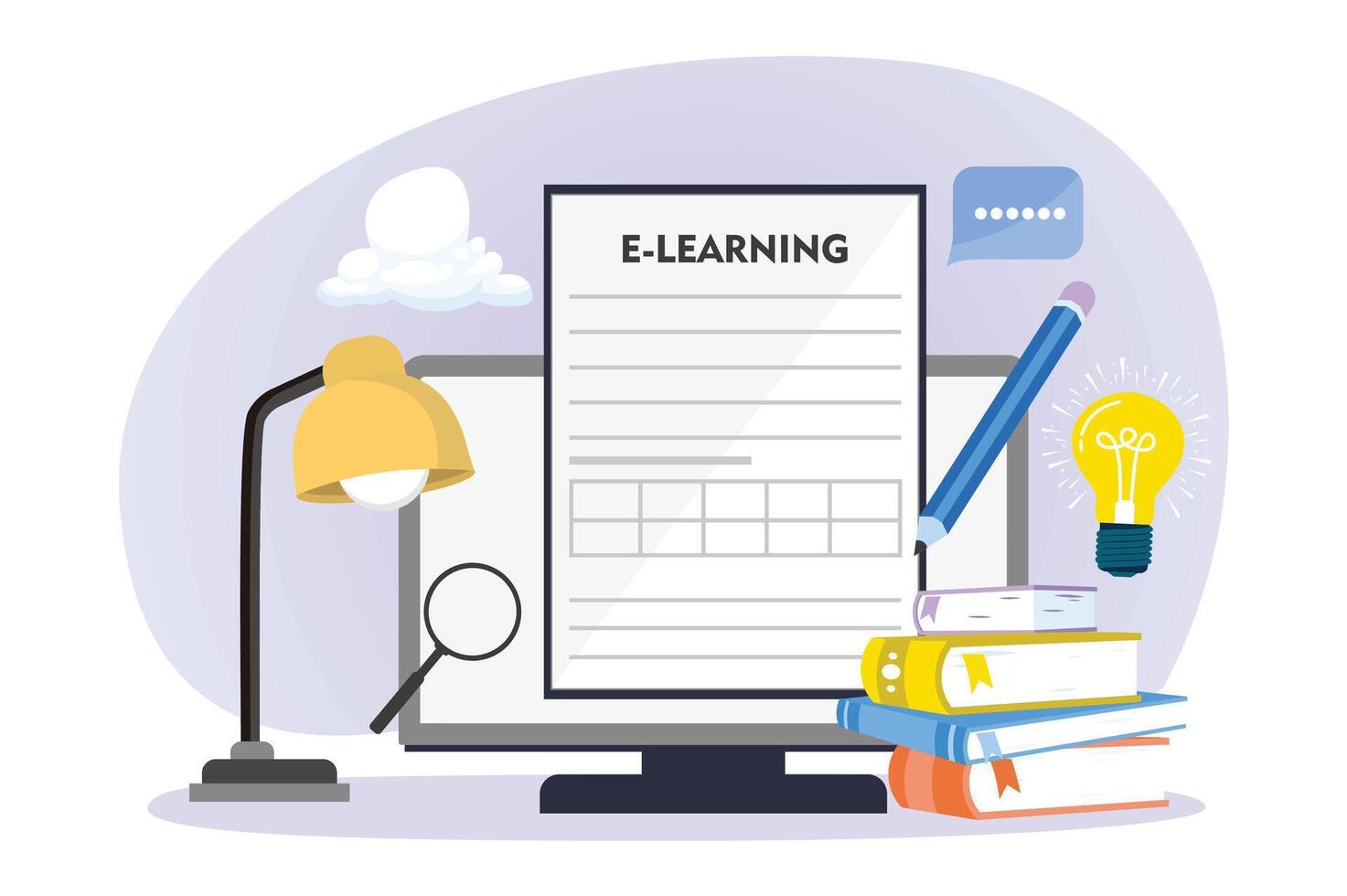 Concept of e-learning, homework assignment. vector