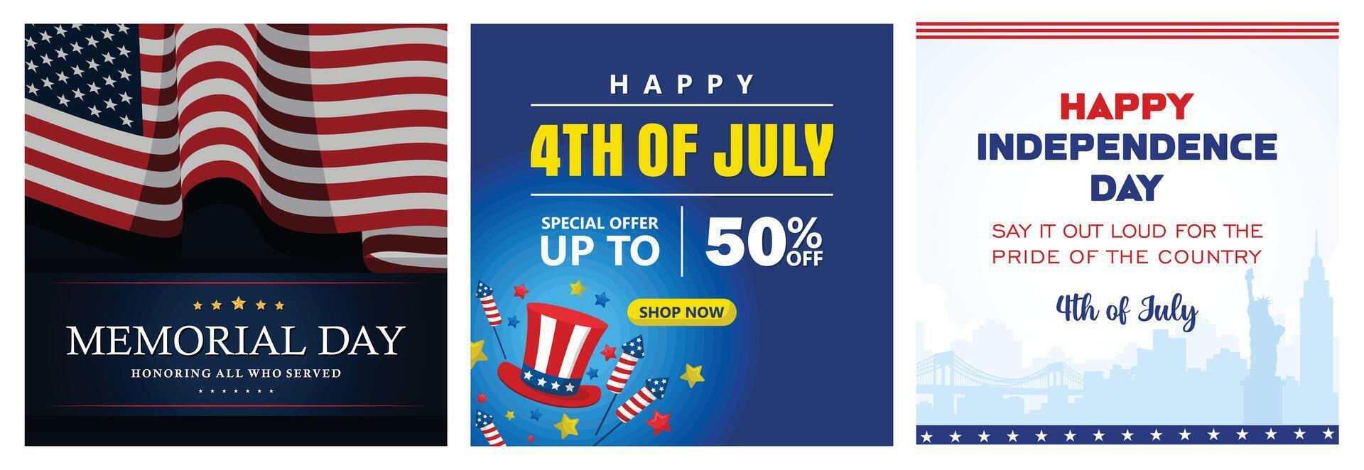 Patriotic design featuring the American flag. Sales banner themed around the US Independence Day vector