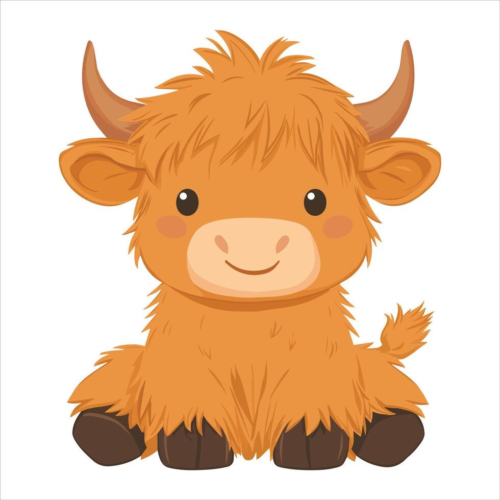 Cute Kawaii Highland Cattle Design vector