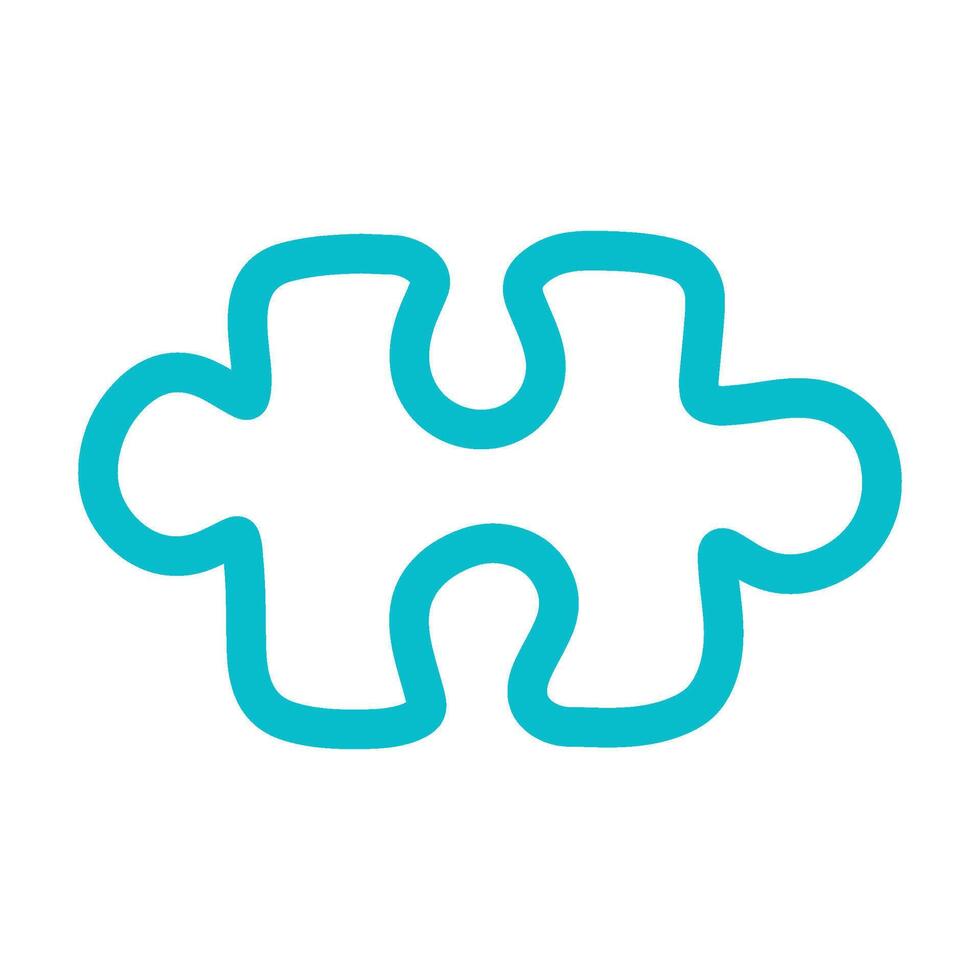 Puzzle Piece in Line Art Drawing Icon in Flat Illustration vector