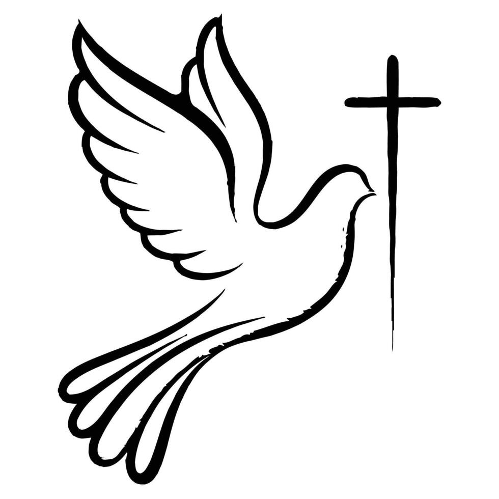 Dove with cross clipart vector