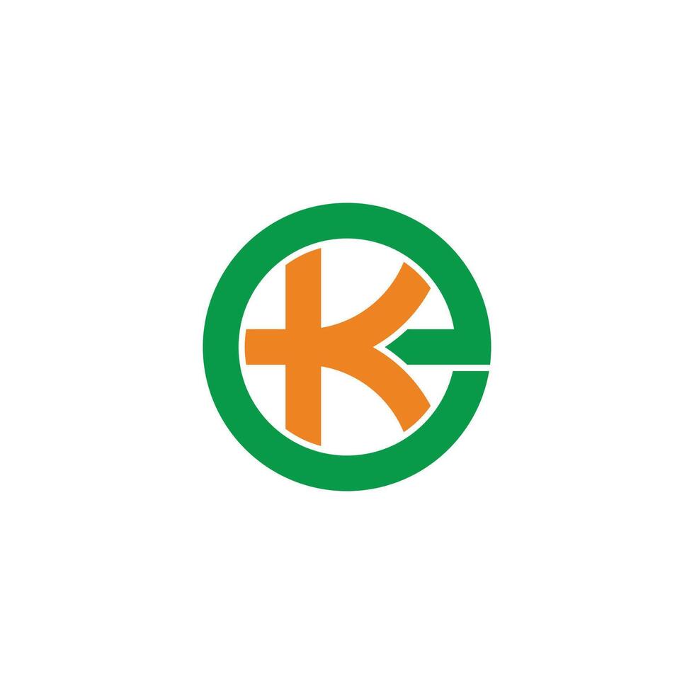 letters ke simple round colorful geometric line logo vector
