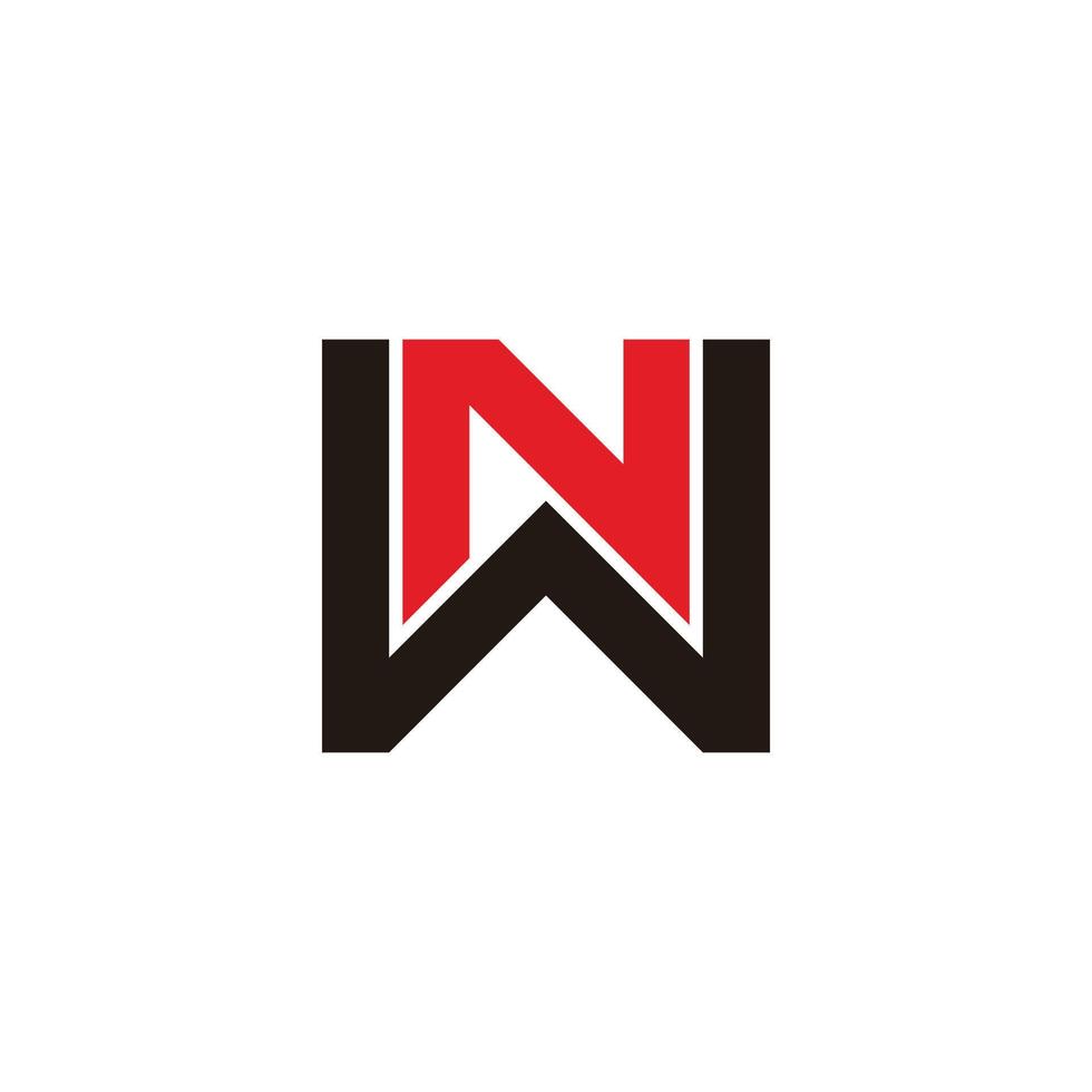 letter nw simple colorful geometric lines logo vector