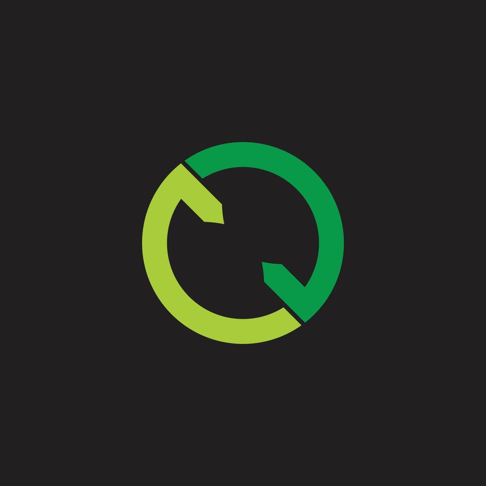 rotate green recycle arrow geometric line logo vector