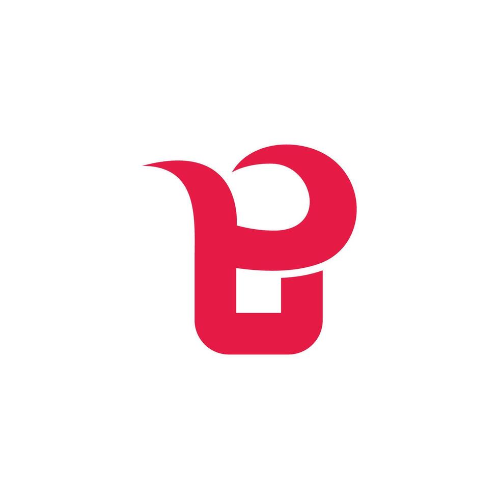 letter py red curves shape simple geometric logo vector