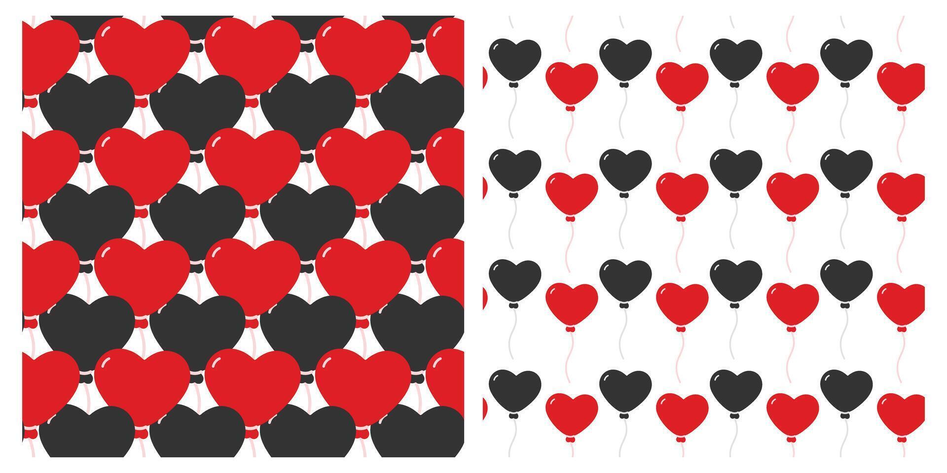 St Valentine Day greeting Heart shape balloons on string Seamless Pattern Festive backgrounds Set 2. Isolated illustration Thematic cards Wallpaper, wrapping or web promo leaflets, banner, tags vector