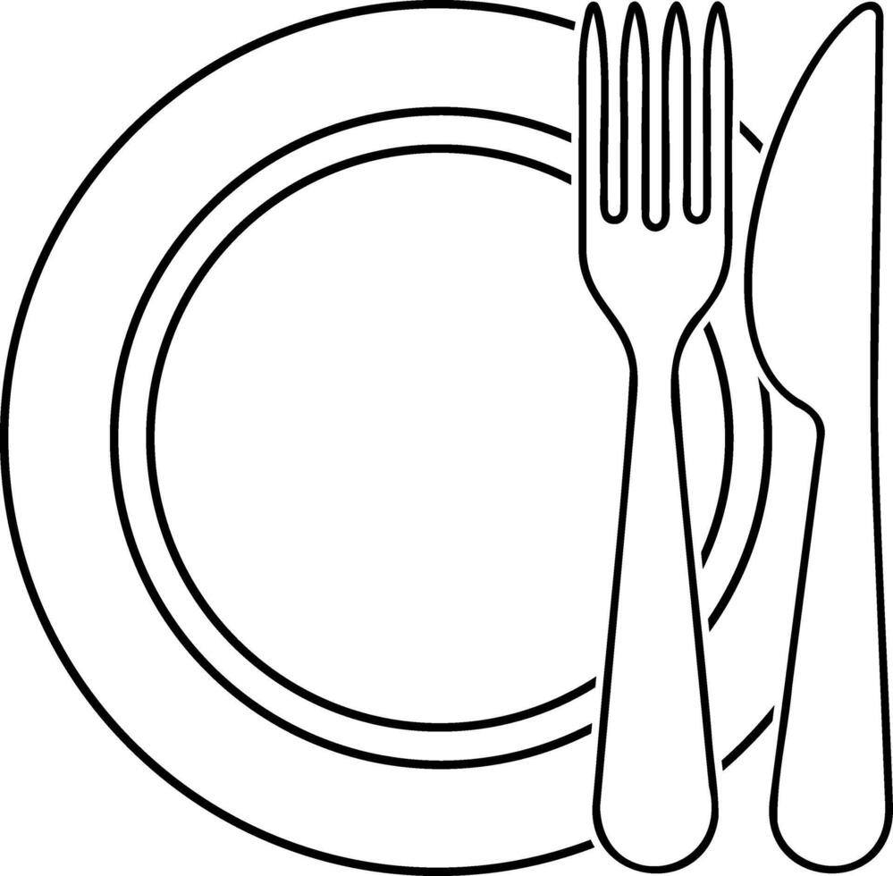 Outline fork knife plate icon isolated Food clipart vector