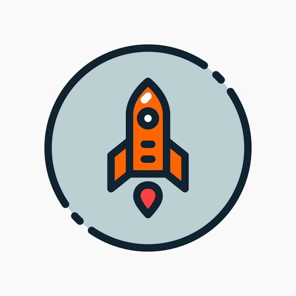 Design Illustration graphic of mini rocket icon with colored line style. Suitable for UI, mobile design, web design, etc. vector