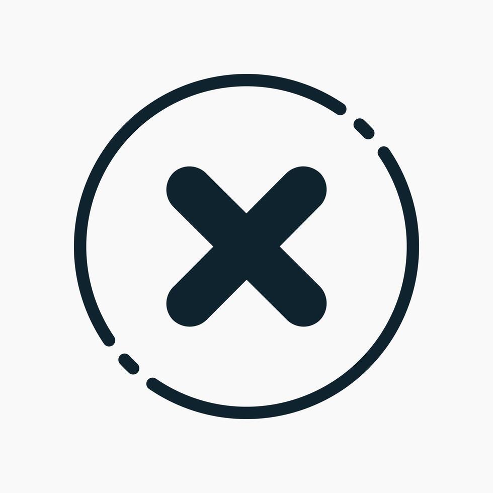 Design Illustration graphic of wrong mark icon with glyph style. Suitable for UI, mobile design, web design, etc. vector