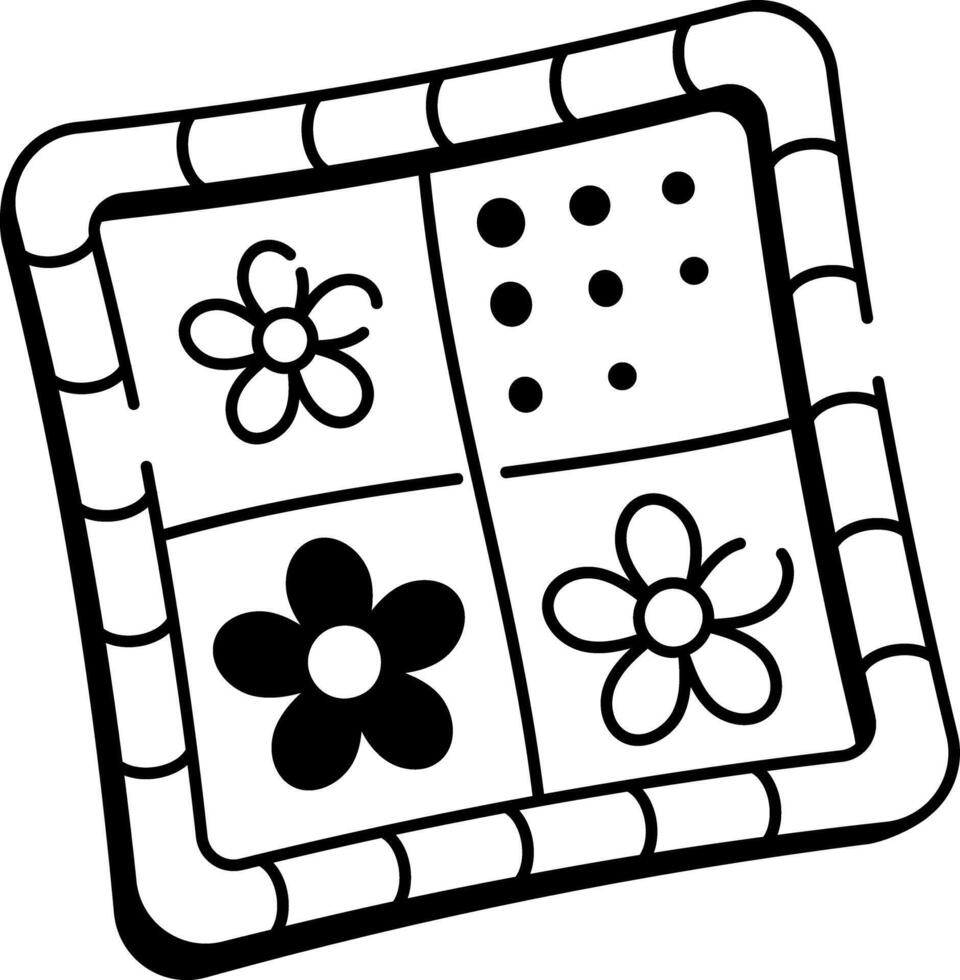 Floral quilting square icon in hand drawn style vector