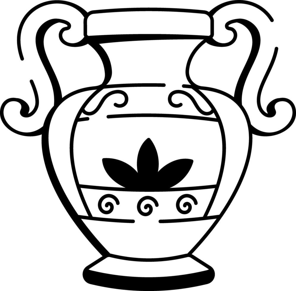 Antique greek vase icon in hand drawn style vector