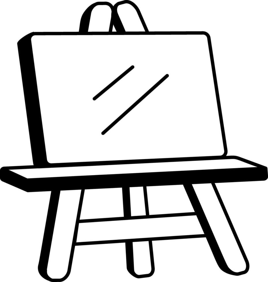 A hand drawn style icon of painting easel vector