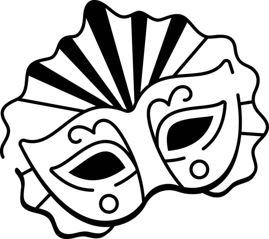 A hand drawn style icon of mache mask vector