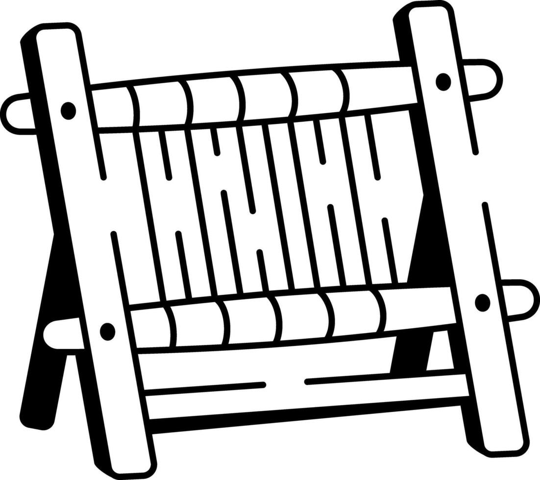 A hand drawn style icon of weaving loom vector
