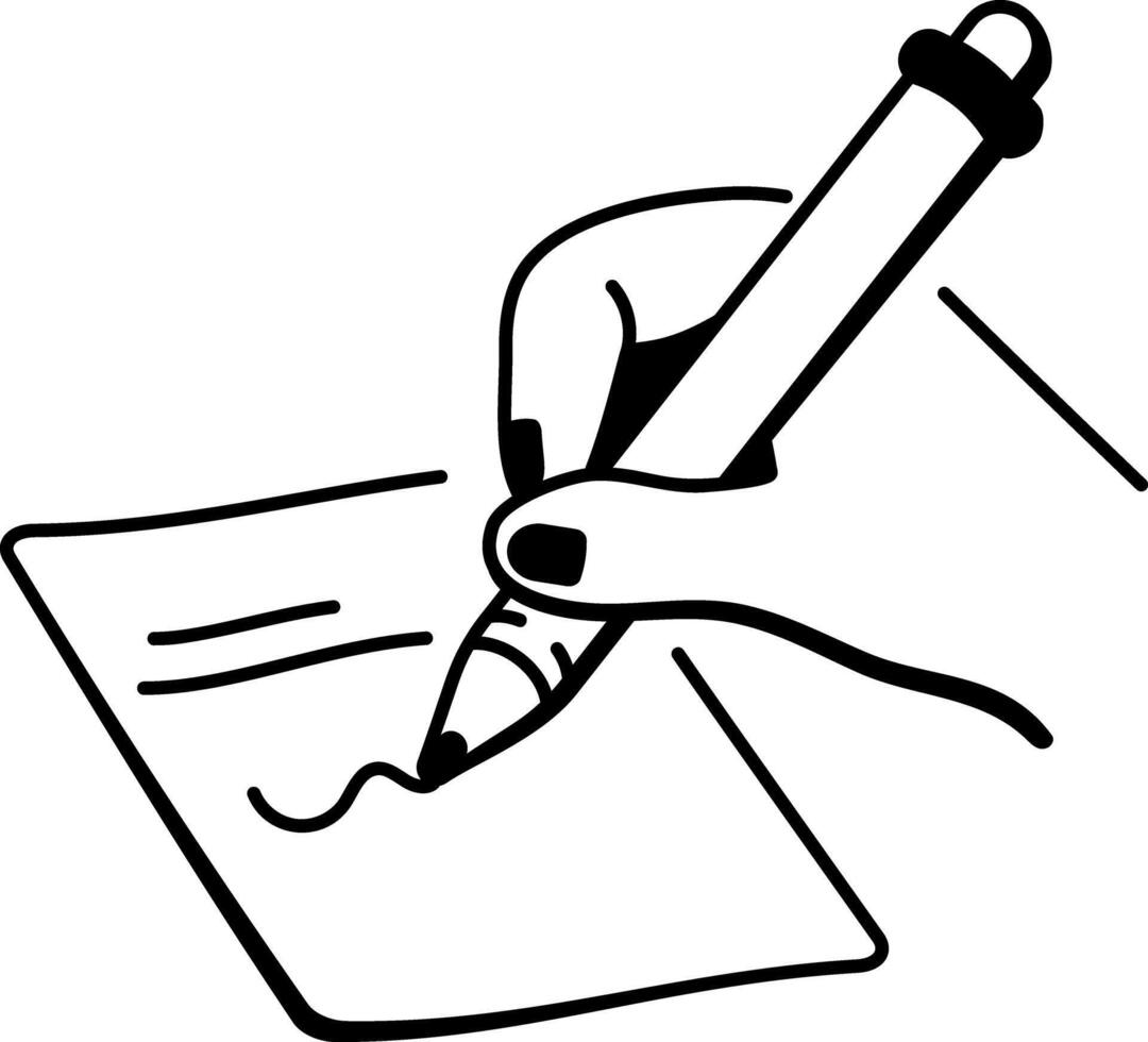Doodle style icon of writing paper with pencil vector
