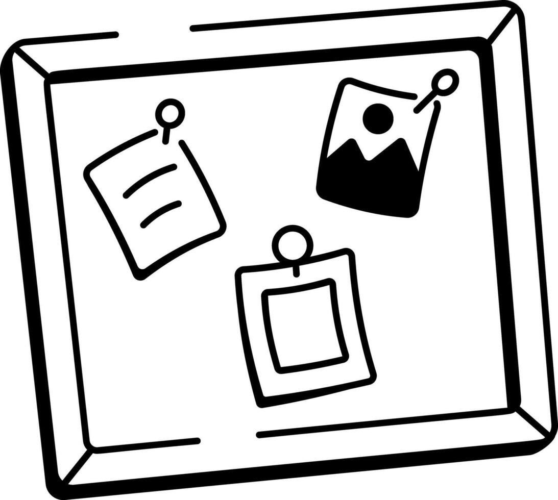 A hand drawn icon of notes pinned on inspiration board vector