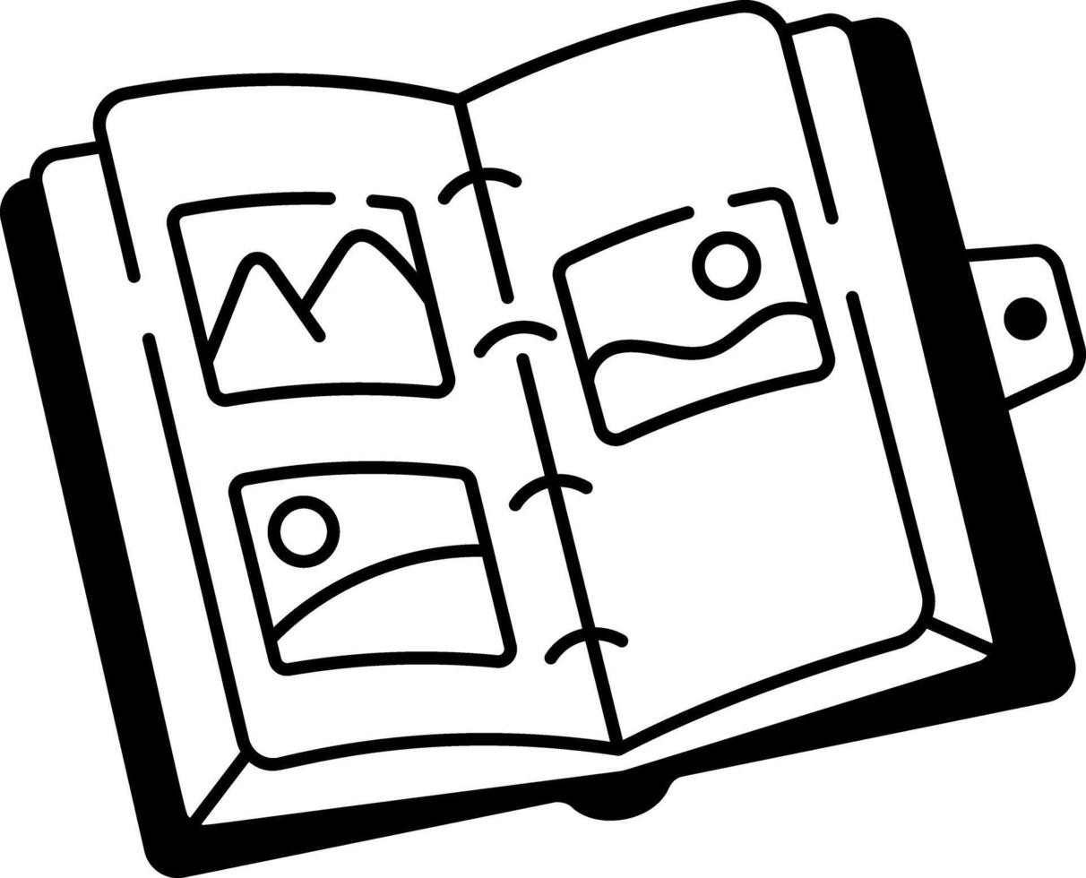 Scrapbooking with pictures, doodle style icon vector