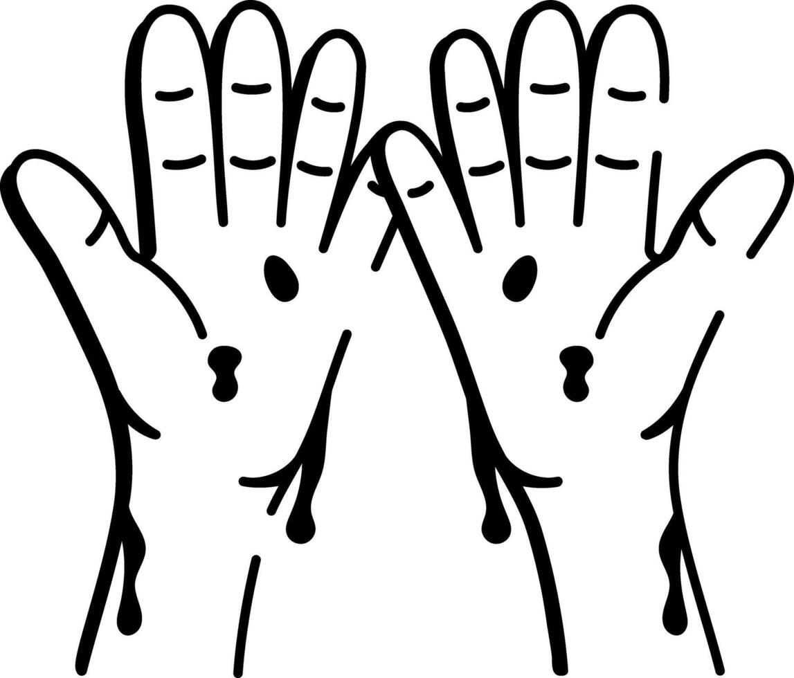 A doodle style icon of dirty paint hands vector