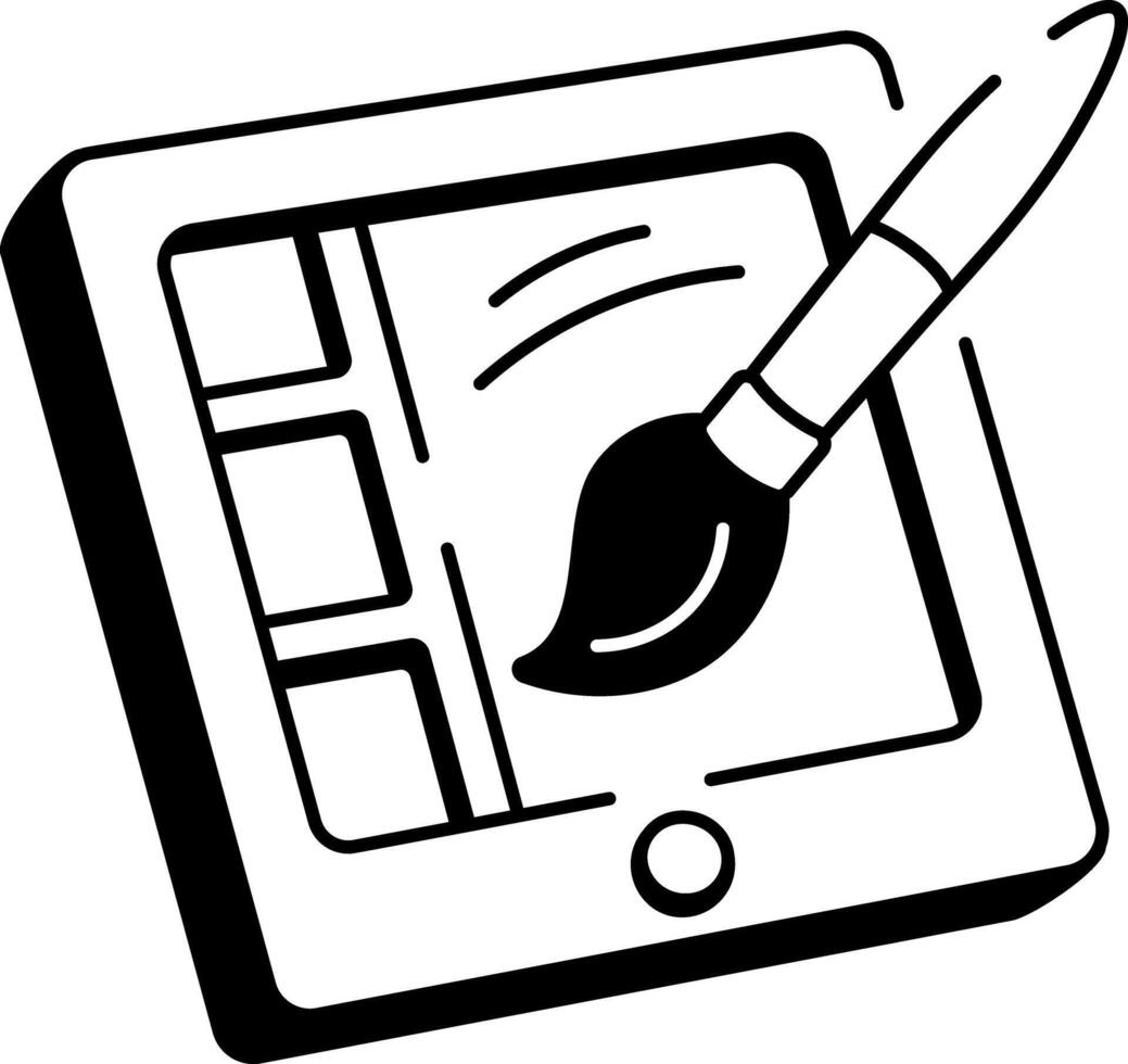 Digital painting brush icon in hand drawn style vector
