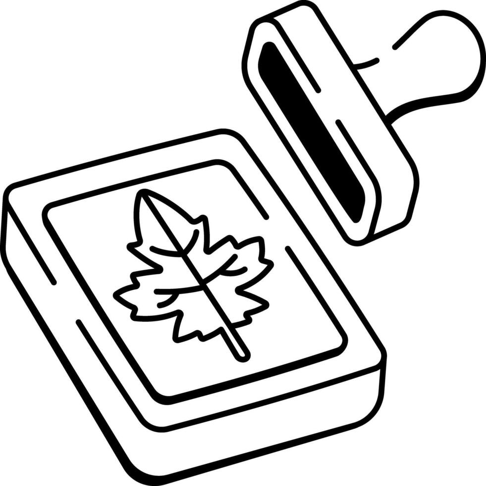 Leaf shaped diy stamp, hand drawn style icon vector