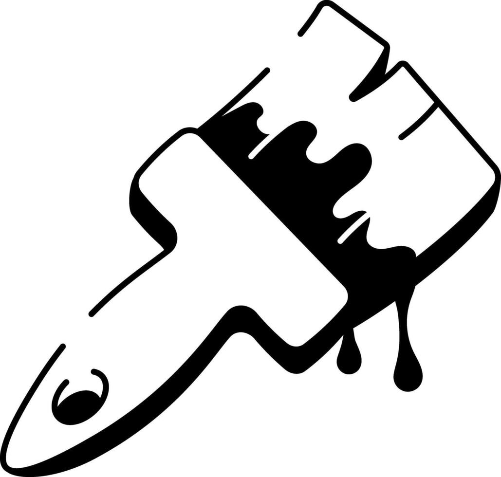 A hand drawn style icon of paint dripping paintbrush vector