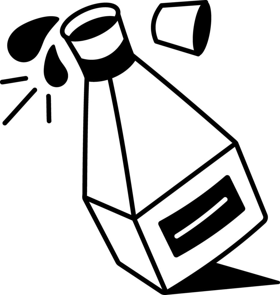 Pouring sauce bottle, doodle style icon vector