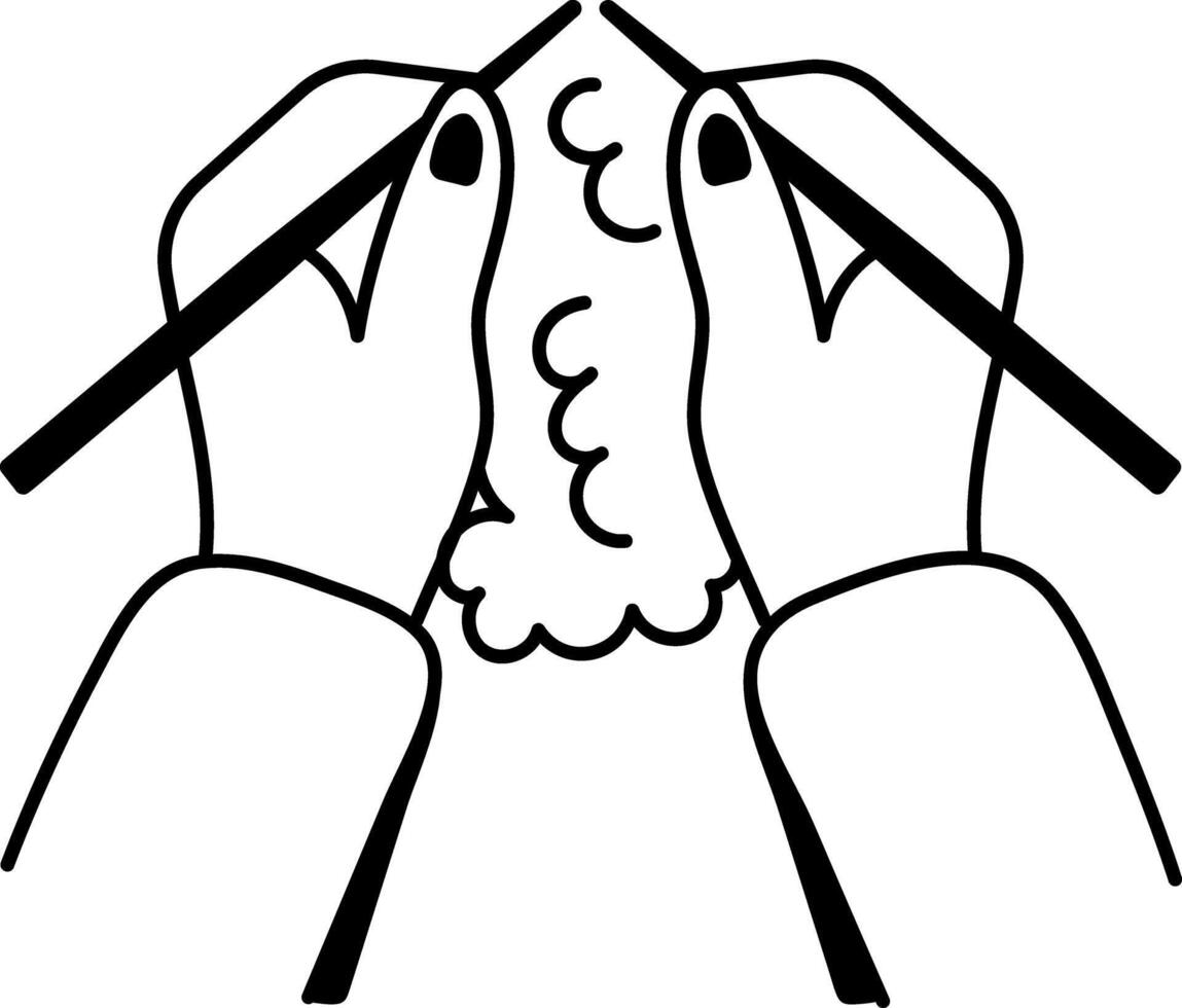 A hand drawn style icon of knitting with wool vector