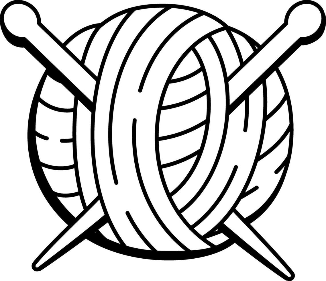 Knitting yarn with needles, doodle style icon vector