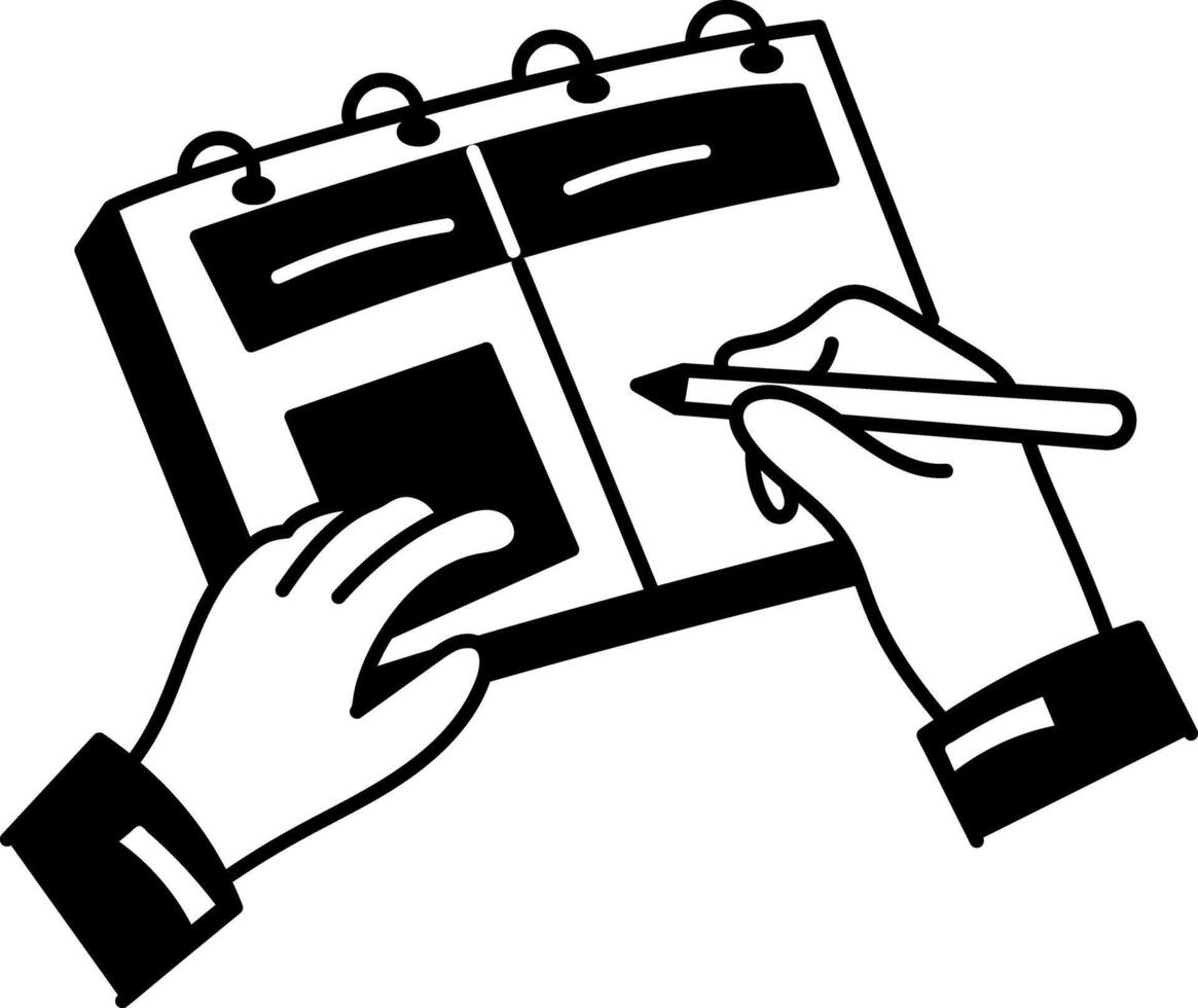 A hand drawn illustration of writing a study planner vector