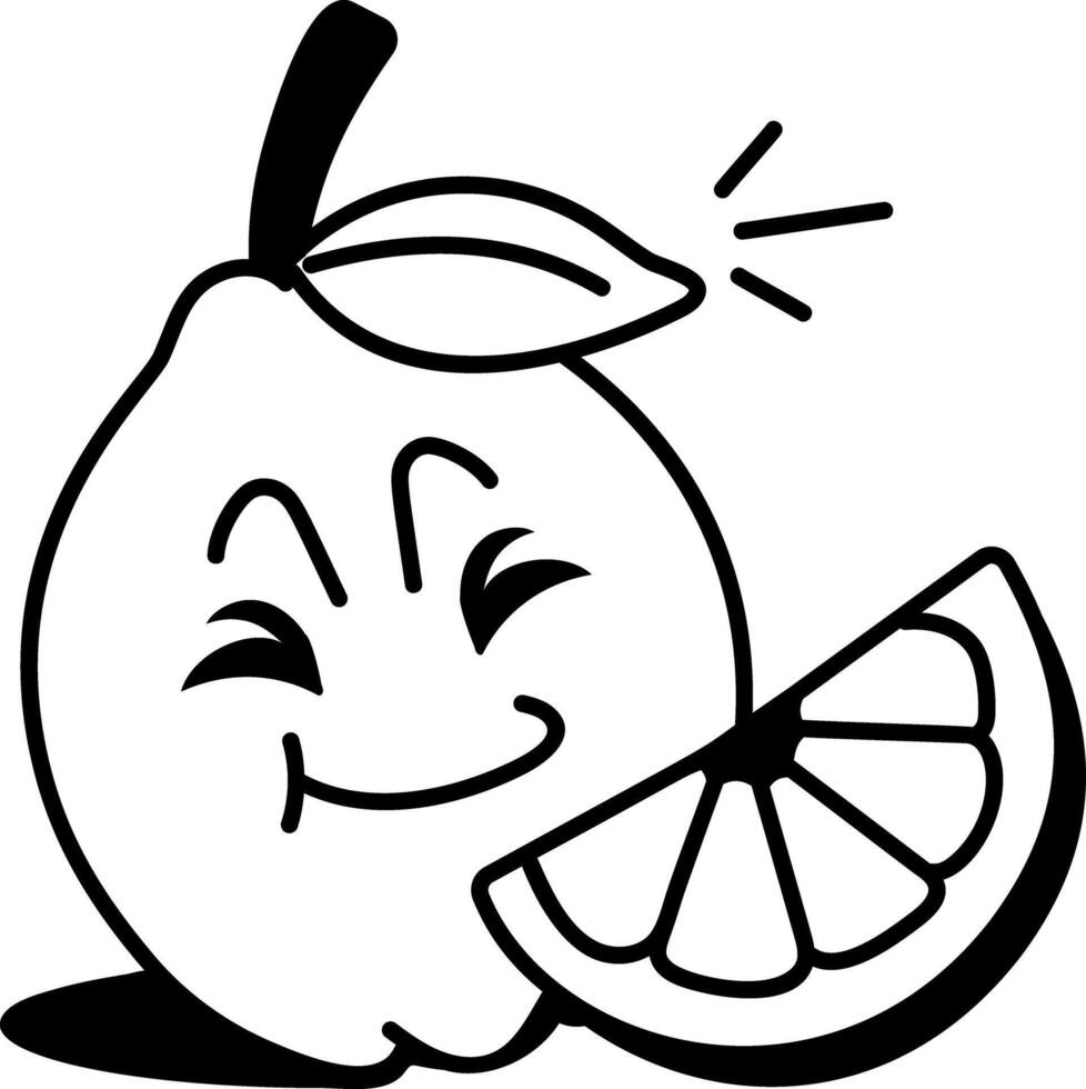 A playful doodle icon of citrus fruit mascot vector