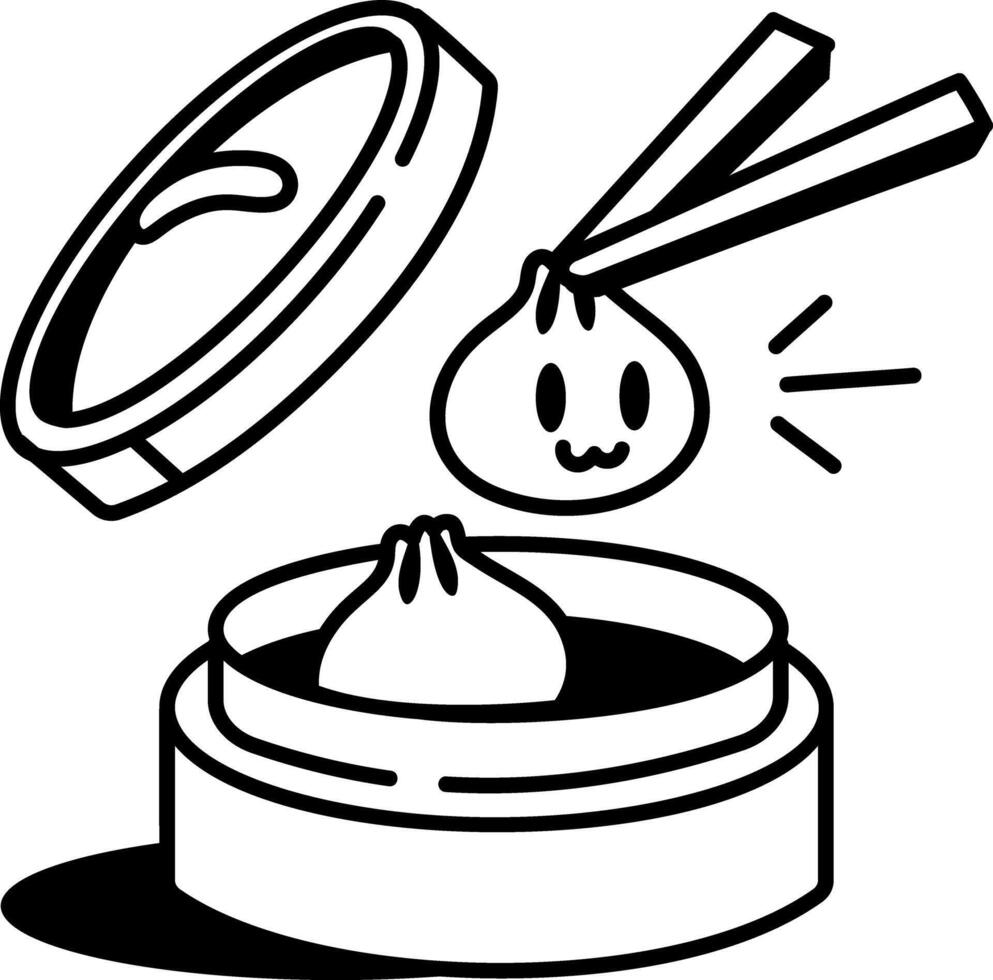 A hand drawn icon of hot dumplings pot vector