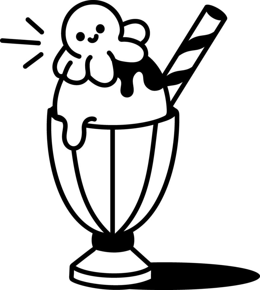 Sweet ice ceam cup icon in doodle style vector