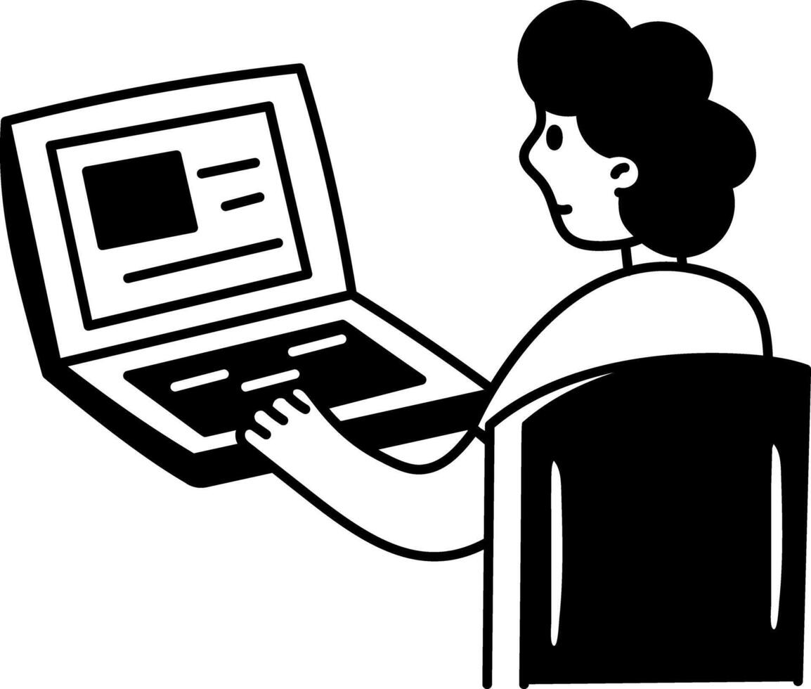 Hand drawn illustration of character doing self learning vector