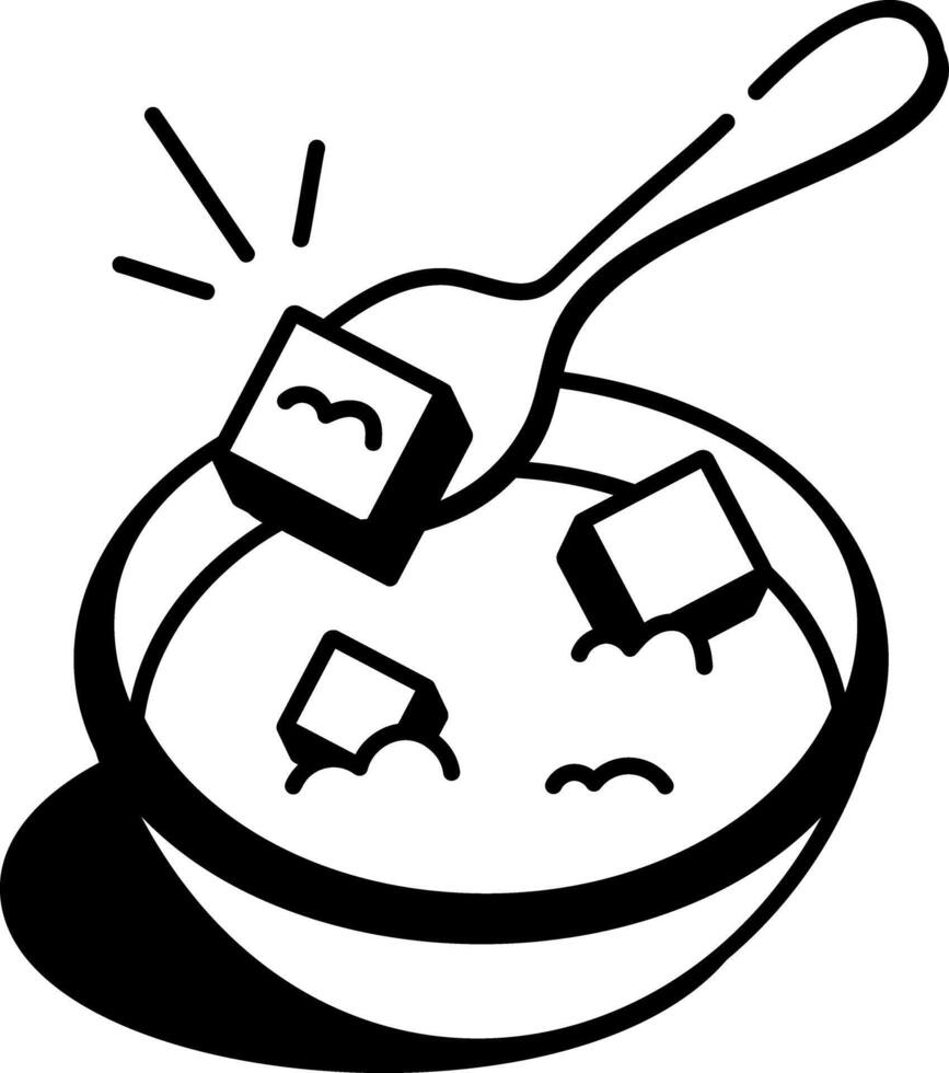 A hand drawn style icon of soup bowl vector